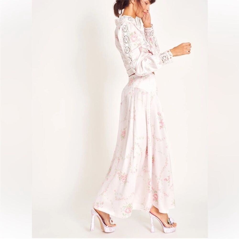 LOVESHACKFANCY Ziggy Silk Maxi Skirt, Angelic Pink 4 - Picture 7 of 9